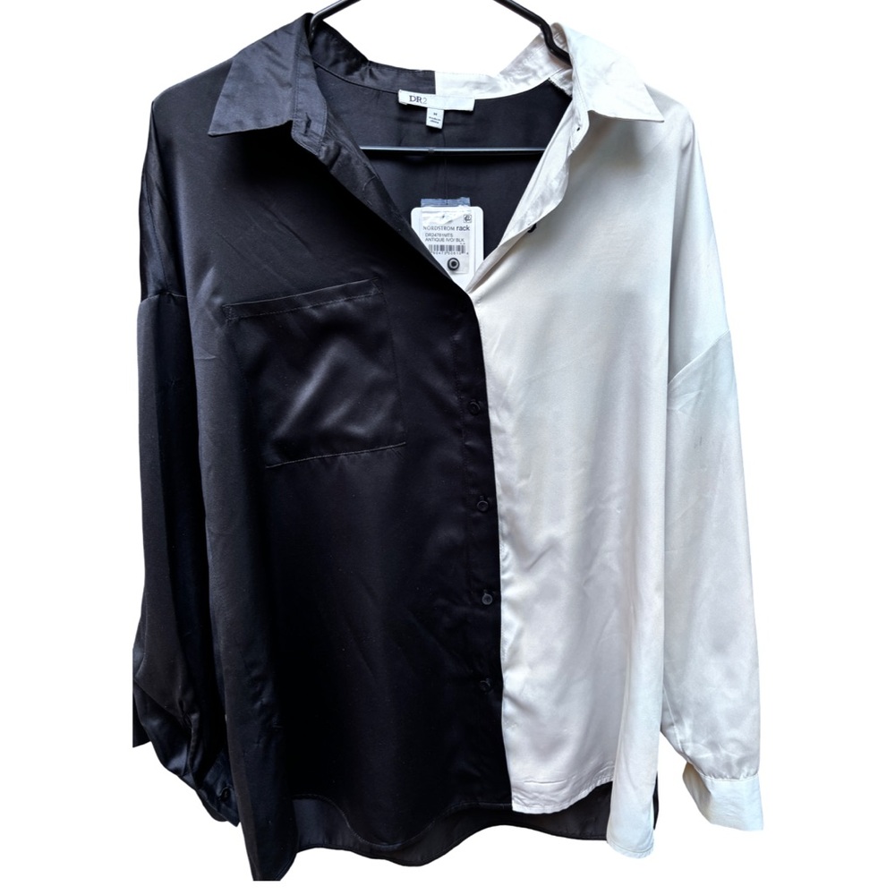 DR2 Black and White Colorblock Shirt Medium NWT - Picture 2 of 7